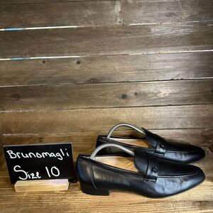 Womens Brunomagli Simona Black Leather Comfort Casual Penny Loafers Size 10 M